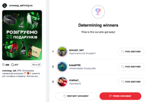 Gewinnerliste des Instagram-Gewinnspiels — Ergebnisse in SOM herunterladen