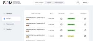 История розыгрышей в личном кабинете SOM